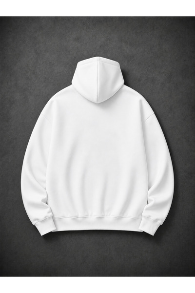 Jooy Fear Ends Detay Baskılı Erkek Kapüşonlu Sweatshirt Hoodie