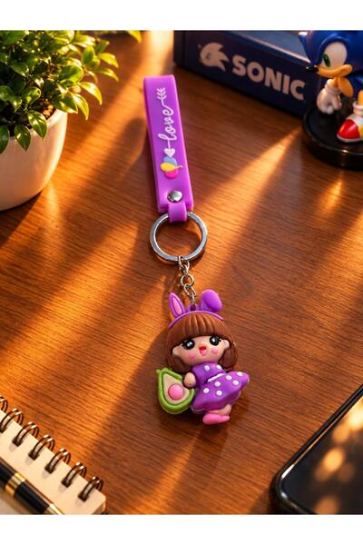 METE MUM Cute Character Figure Silicone Keychain with Strap, Bag Accessory, Car Key Decoration
