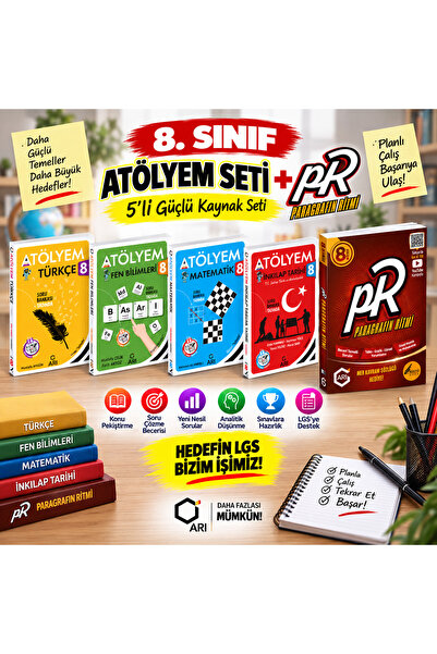 Arı Yayıncılık 8. Sınıf Atölyem + Paragrafın Ritmi 5'li Güçlü Kaynak Seti