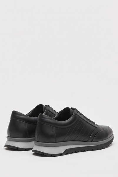 LUSIVE 100% Genuine Leather Black Elastic Comfortable Casual Men's Shoes Luass30Al0065