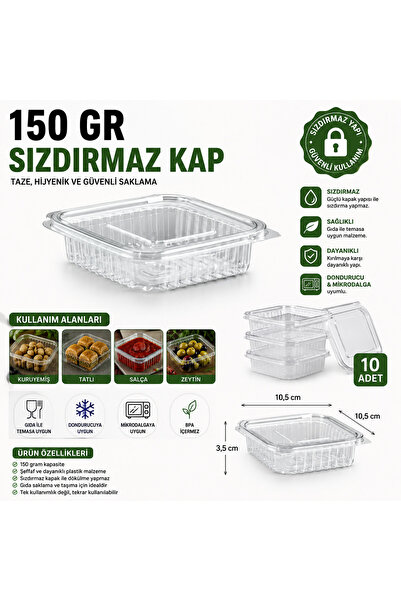 150 Gr sızdırmaz kap plastik kapalı kap 25 Adet