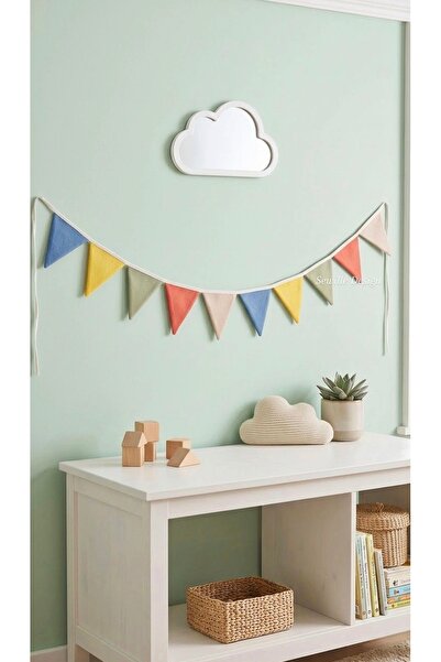 Sewille Design Hand Made 10'lu Renkli Üçgen Flama Duvar Süsü, Bebek/Çocuk Oda...