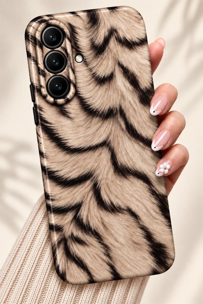 Kipgsm Samsung Galaxy A36 Uyumlu Kılıf Çizgili Leopar Desenli Kamera Korumalı...