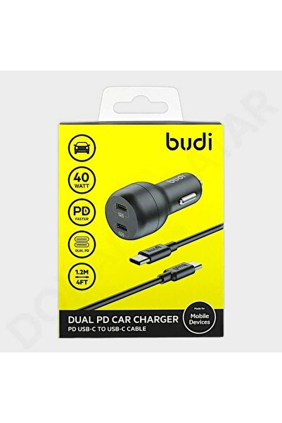Budi 40W Pd Car Charger - Dual Usb-C Fast Charging