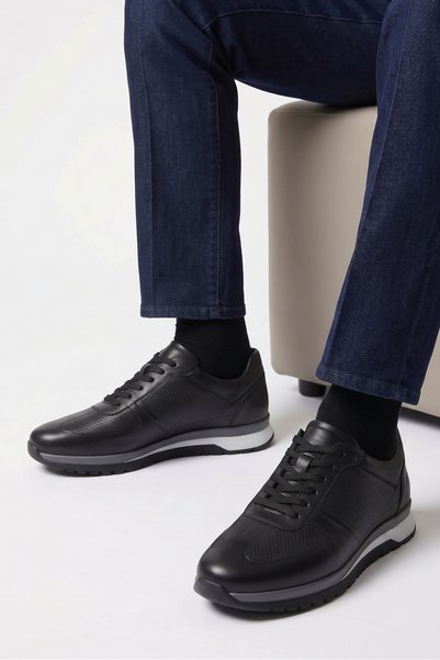 LUSIVE 100% Genuine Leather Black Lace-Up Comfortable Casual Men's Shoes Luass30Al0064