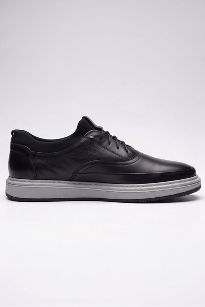 LUSIVE 100% Genuine Leather Black Elastic Comfortable Casual Men's Shoes Luass30Al0068