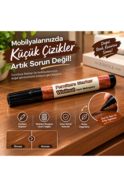 YB Home Mobilya Rötuş Kalemi – Ceviz / Koyu Maun – Ahşap Çizik ve Rötuş Kalemi