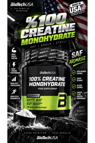 PROTEİN CENTER Biotech Usa %100 Creatine Monohydrate 300 Gr 60 Servis Aroması...