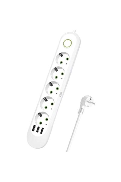 SIKS Priză multiplă cu USB și 5 prize Schuko pentru casă și birou SIKS, 3 por...