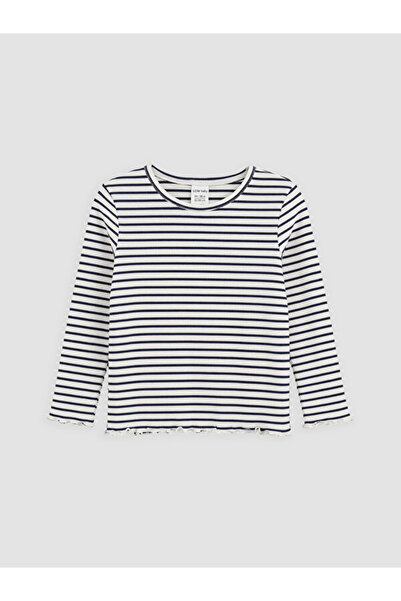 LC Waikiki Rmz Gi̇yi̇m Farkiyla Zero Roba Collar Striped Baby Girl T-Shirt