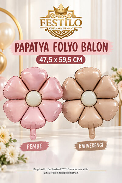 FESTİLO Papatya Folyo Balon 47,5x59,5 cm Hava ve Helyum Uyumlu 1 Adet Doğum G...