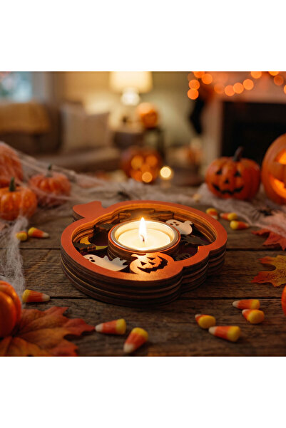Alista Home Halloween candle holder, pumpkin shape, MDF and metal, 11 x 11 x ...