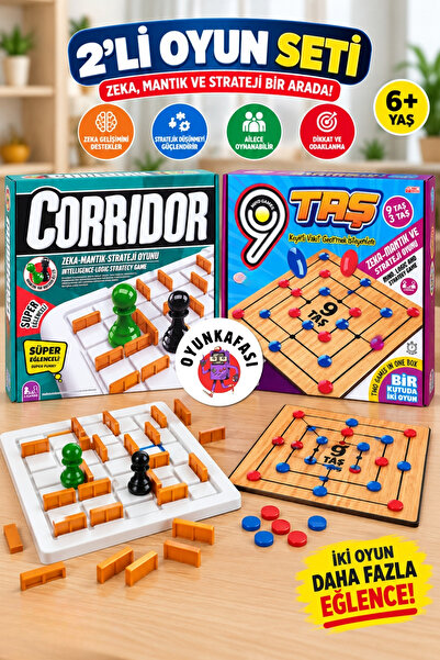 OYUNKAFASI 2’li Set Corridor Koridor ve 9 Taş 2’li Zeka Strateji Oyun Seti – ...