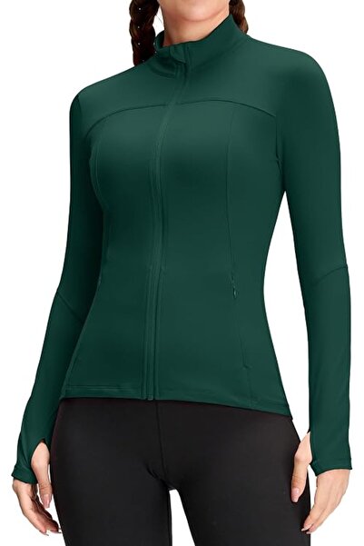 OEM Women's Short Breathable Sports Jacket Running & Yoga – Thunderstorm Tea XL