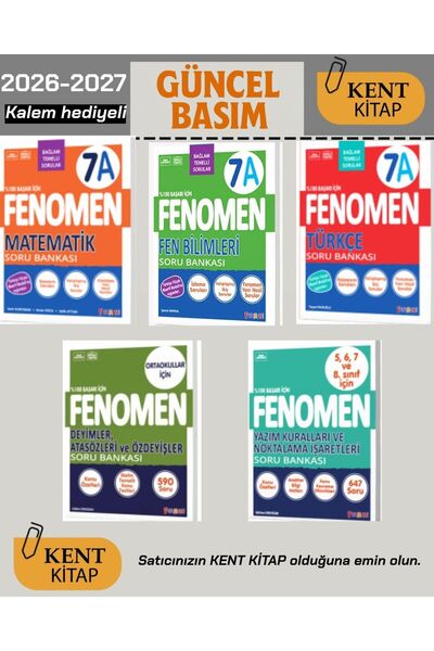 Fenomen Yayıncılık Fenomen 7. Sınıf A Set Matematik - Fen Bilgisi - Türkçe - ...