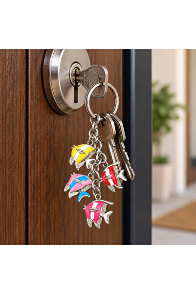 HER ŞEY NOTA www.herseynota.com Colorful Fish Figured Multi-Dangle Keychain B...