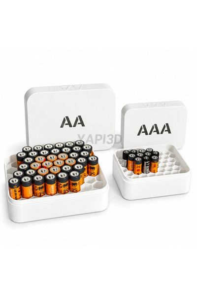 Yapı3D AA AAA Pil Saklama Kutusu İkili Set Pil Düzenleyici Organizer Şarjlı v...