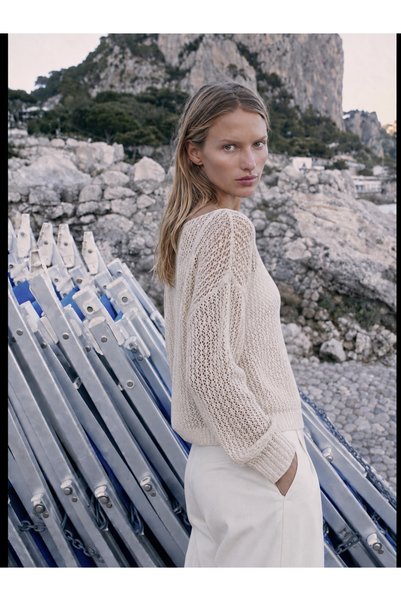 Lavinza Women's Oversize Boat Neck Openwork Sweater