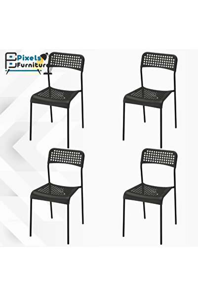 PixelsFurniture مجموعة 4 كرسي طعام من البلاستيك لغرفة المعيشة من بكسل الأثاث،...