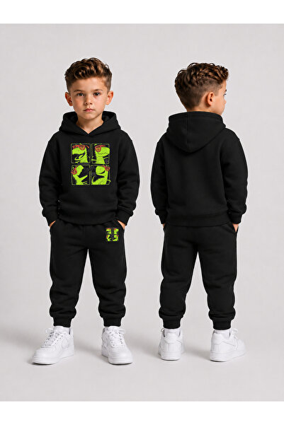 LORVEX Boy's Tracksuit Set Hooded Sweatshirt Top and Bottom Set 3 Threaded Ya...