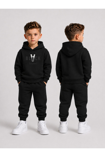 LORVEX Boy's Tracksuit Set Hooded Sweatshirt Top and Bottom Set 3 Threaded Ya...