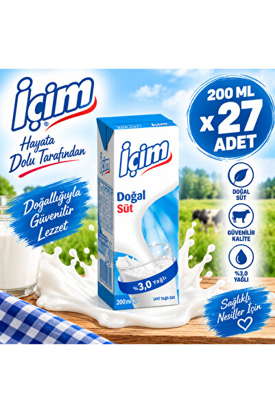 İçim 200 ML TAM YAĞLI SÜT x 27 adet