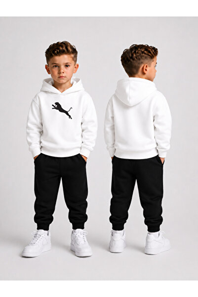 LORVEX Boy's Tracksuit Set Hooded Sweatshirt Top and Bottom Set 3 Threaded Ya...
