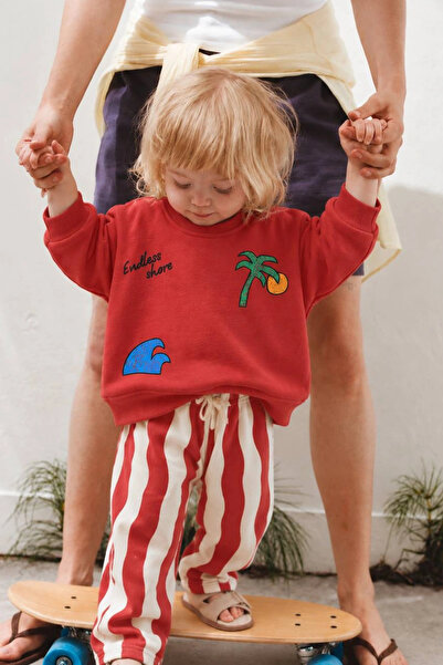 Kidmark Çocuk Modası Boy's Back Printed 100% Cotton Suit