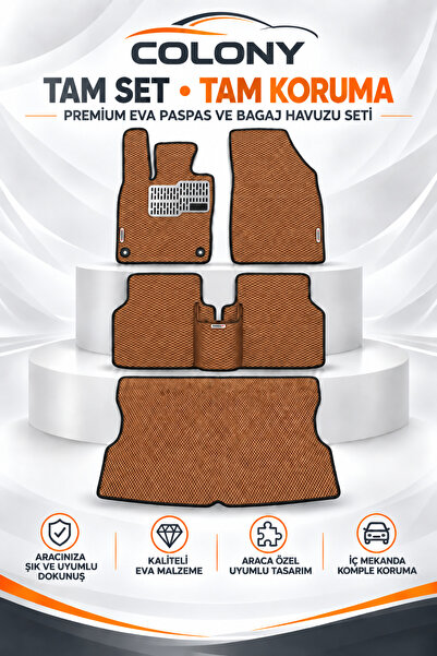 COLONY Fiat Linea (2007-2012) Araca Özel Uyumlu Premium EVA Paspas ve Bagaj H...