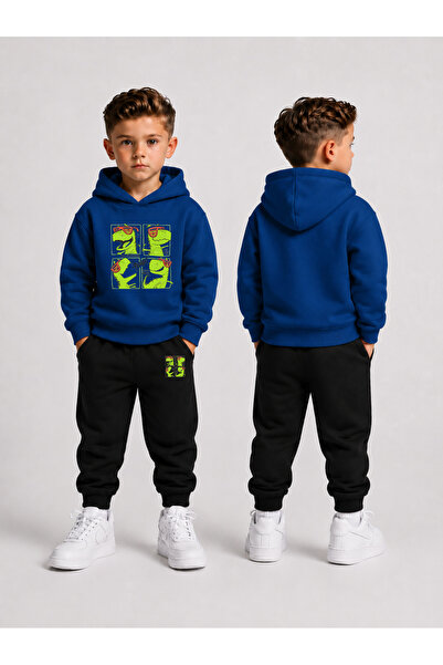 LORVEX Boy's Tracksuit Set Hooded Sweatshirt Top and Bottom Set 3 Threaded Ya...