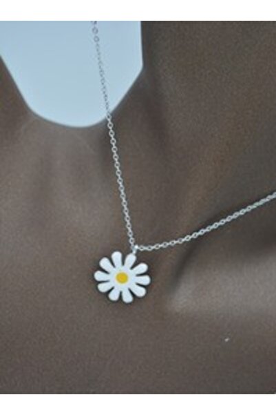 Stoneage Daisy Necklace - Silver Color -