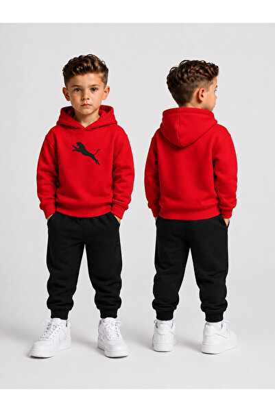 LORVEX Boy's Tracksuit Set Hooded Sweatshirt Top and Bottom Set 3 Threaded Ya...