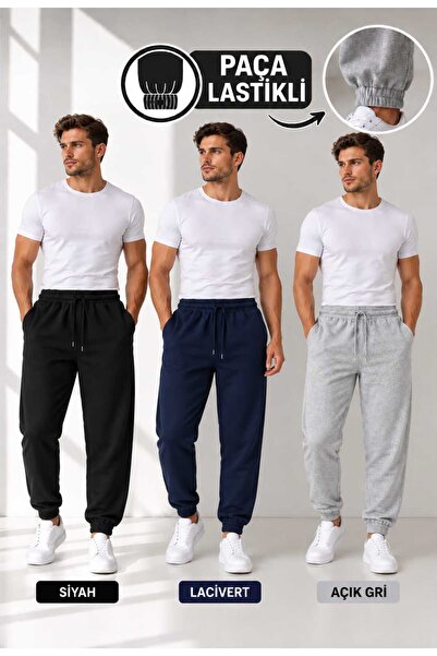 EDİZER COLLECTİON 3 LÜ SET ERKEK PACA LASTİKLİ EŞOFMAN ALTI