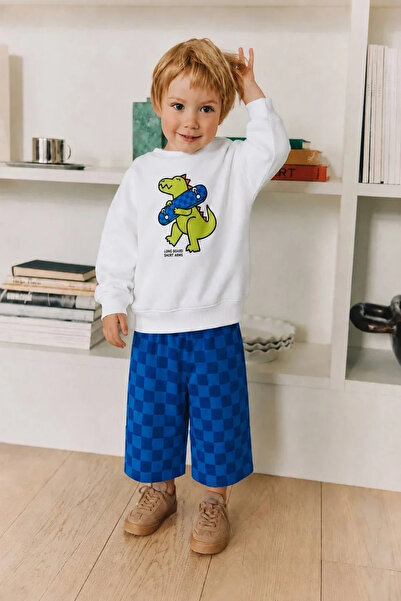 Kidmark Çocuk Modası طقم قطني 100% للأولاد بطبعة ديناصور منقوشة