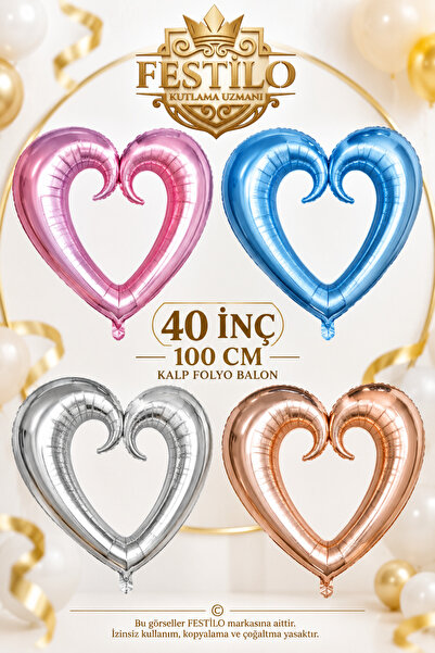 FESTİLO 40 Inch 100 cm Heart Foil Balloon – Large Size Party and Special Occa...