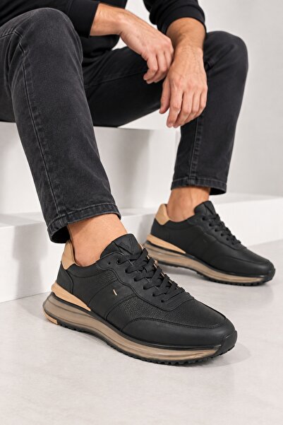 ERKEK HAKİKİ DERİ SİYAH CASUAL AYAKKABI