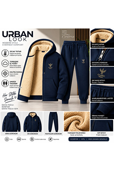Urban Look Unisex Polar Astarlı Fermuarlı Kapüşonlu Eşofman Takımı – Sıcak Tu...