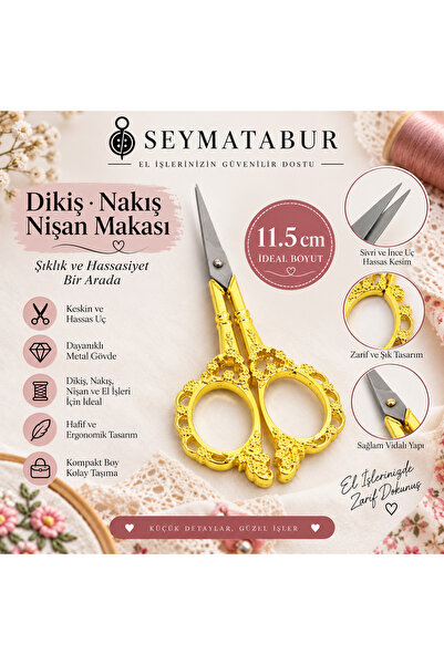 seymatabur 11,5 cm Dikiş Nakış Nişan Makası – Sivri Uçlu El İşi İplik Kesme M...