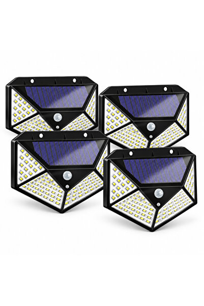OEM Set 4 Lampi Solare LED , 100 LED-uri/Bucata, Senzor de Miscare, Panou Sol...