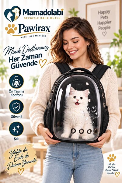 pawirax 180° Şeffaf Kedi Köpek Taşıma Sırt Çantası – 3D Sırt Destekli Nefes A...