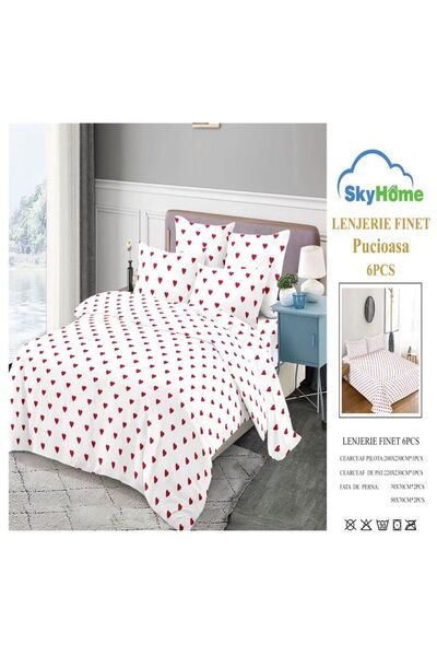 Sky Home Lenjerie 6 piese-cearsaf fara elastic