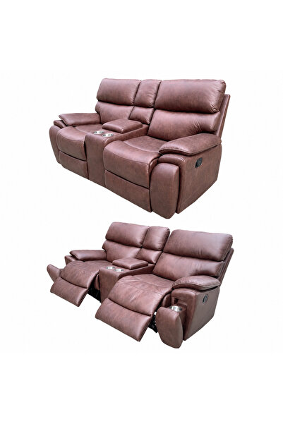 Generic Double Fixed Recliner Chair in Dark Brown