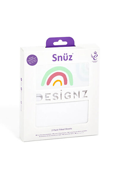Snüz Set of 2 Bed Sheets Rainbow Pattern 37.5X75Cm Cotton and Breathable