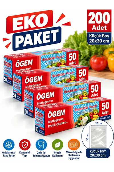 Ögem Küçük Boy Buzdolabı Poşeti 20x30 cm 4 Al 3 Öde (4*50)