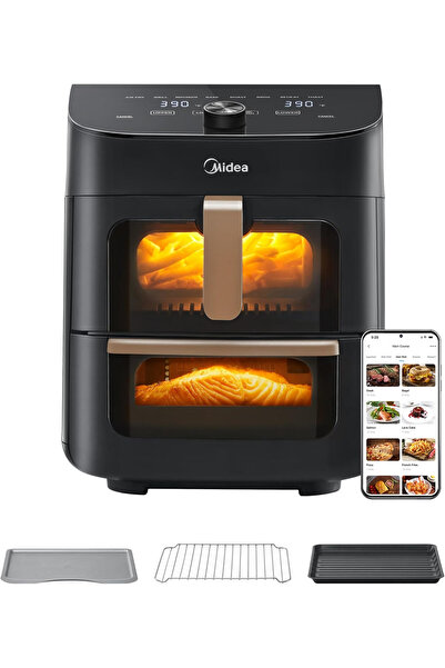 Midea 11L Çift Bölmeli Airfryer Fırın, Cam Pencereli, 10 Fonksiyonlu, Wi-Fi, ...