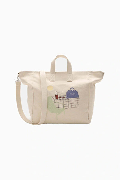 04651/ A TRIP IN A BAG Beachbag Beige 100% Canvas Unisex Beach Bag - Beige