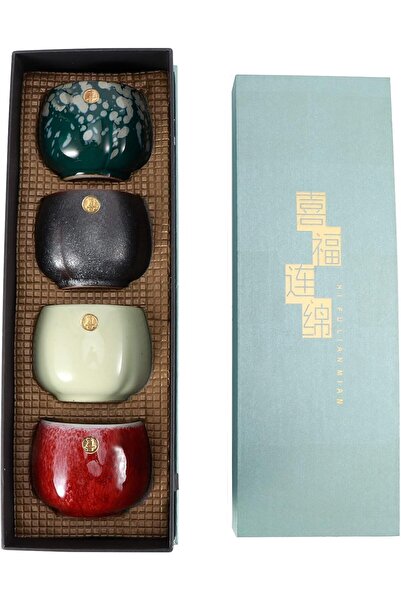 BEUFEE Retro Chinese/Japanese Kung Fu Tea Set with 4Pcs Ceramic Teacups,Sake ...