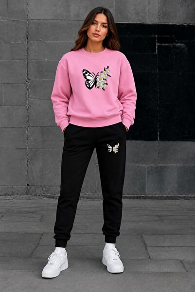 orwen life est. 2022 Women's Floral Butterfly Printed Oversize Sweatshirt & T...