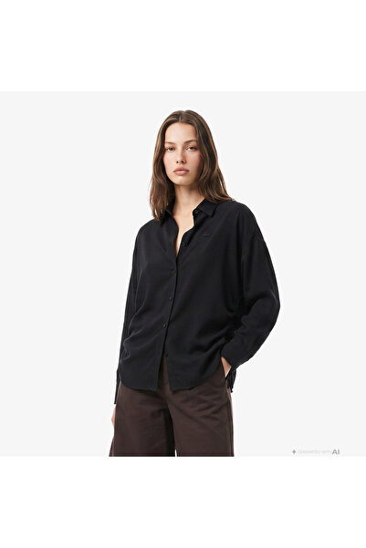 Lacoste Kadın Relaxed Fit Siyah Gömlek