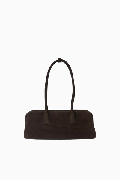 OSOI Boat Wide Dark Brown Suede Shoulder Bag, Minimalist and Elegant Casual S...